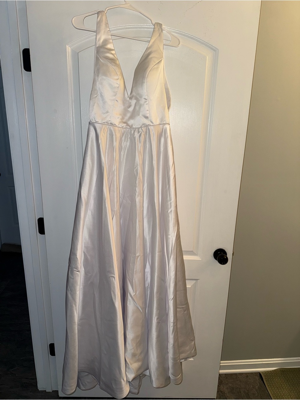 Satin V-Neck Halter A-Line Wedding Dress